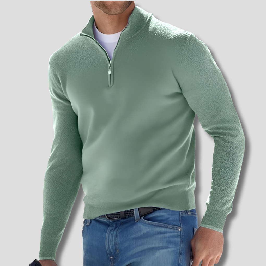 Herren-Strickpullover aus Baumwolle mit Reißverschlusskragen
