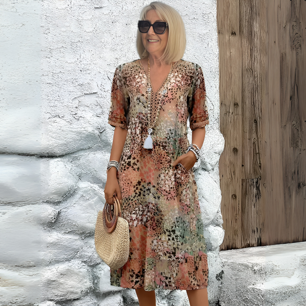 Weiches Midikleid mit V-Ausschnitt für Damen