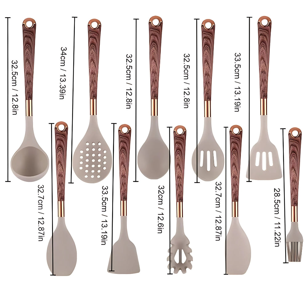 Luxuriöses 10-teiliges Kochutensilien-Set aus Silikon
