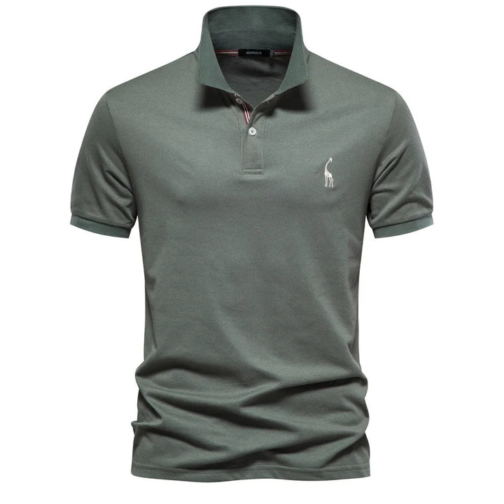 Luxuriöses Baumwoll-Poloshirt mit Hirschstickerei