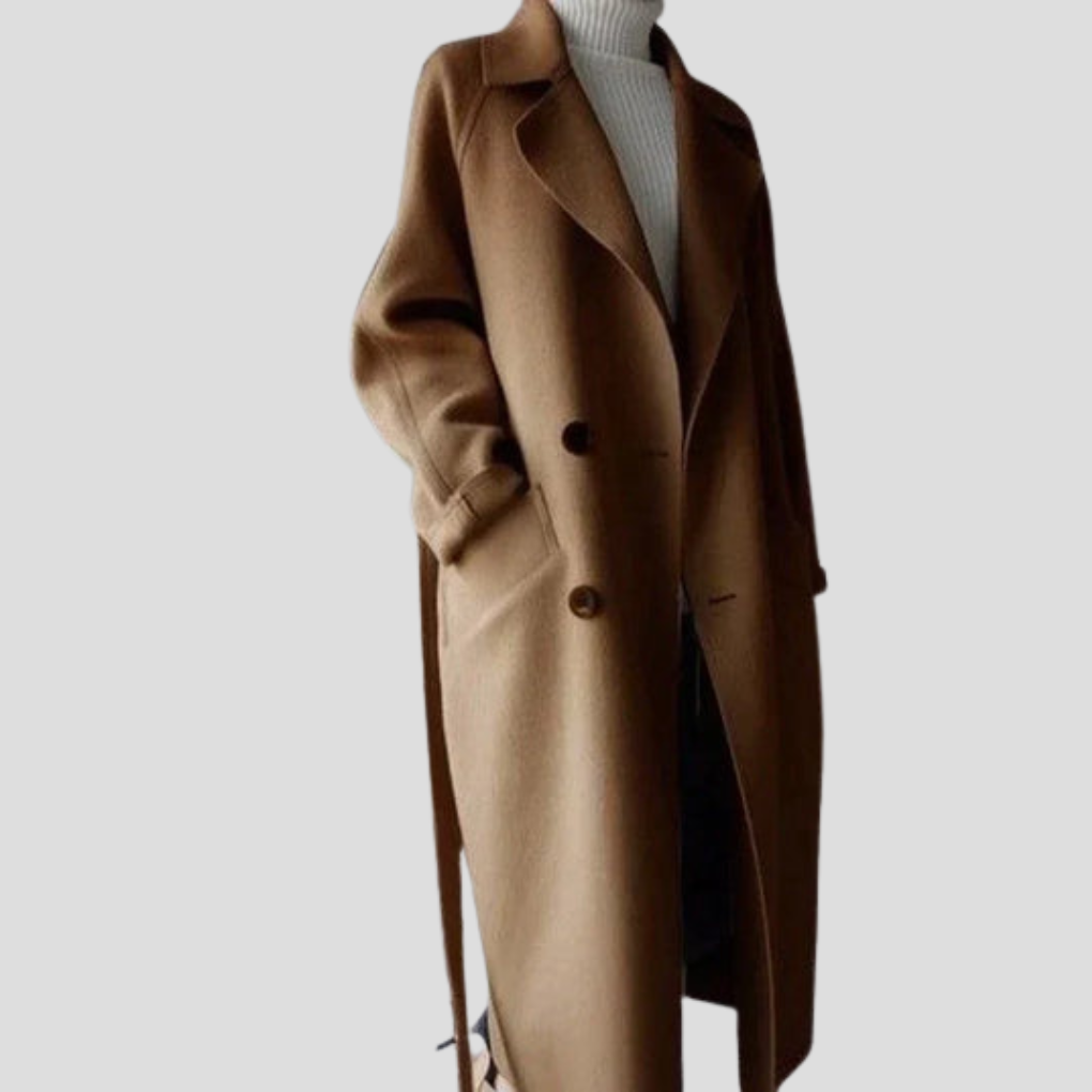 Langer Damen-Wollmantel – Elegante Schicht für kalte Tage