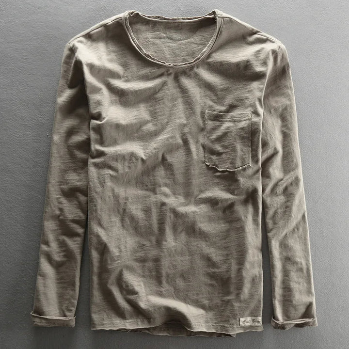 Langarmshirt aus Vintage-Baumwolle mit Rundhalsausschnitt