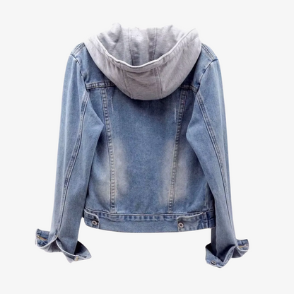 Stylische Cropped-Jeansjacke mit Kapuze für Damen