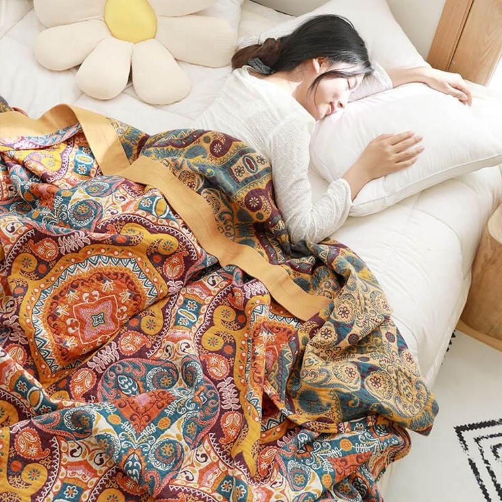 Boho Wendedecke – Künstlerische Wärme mit doppelseitigem Design