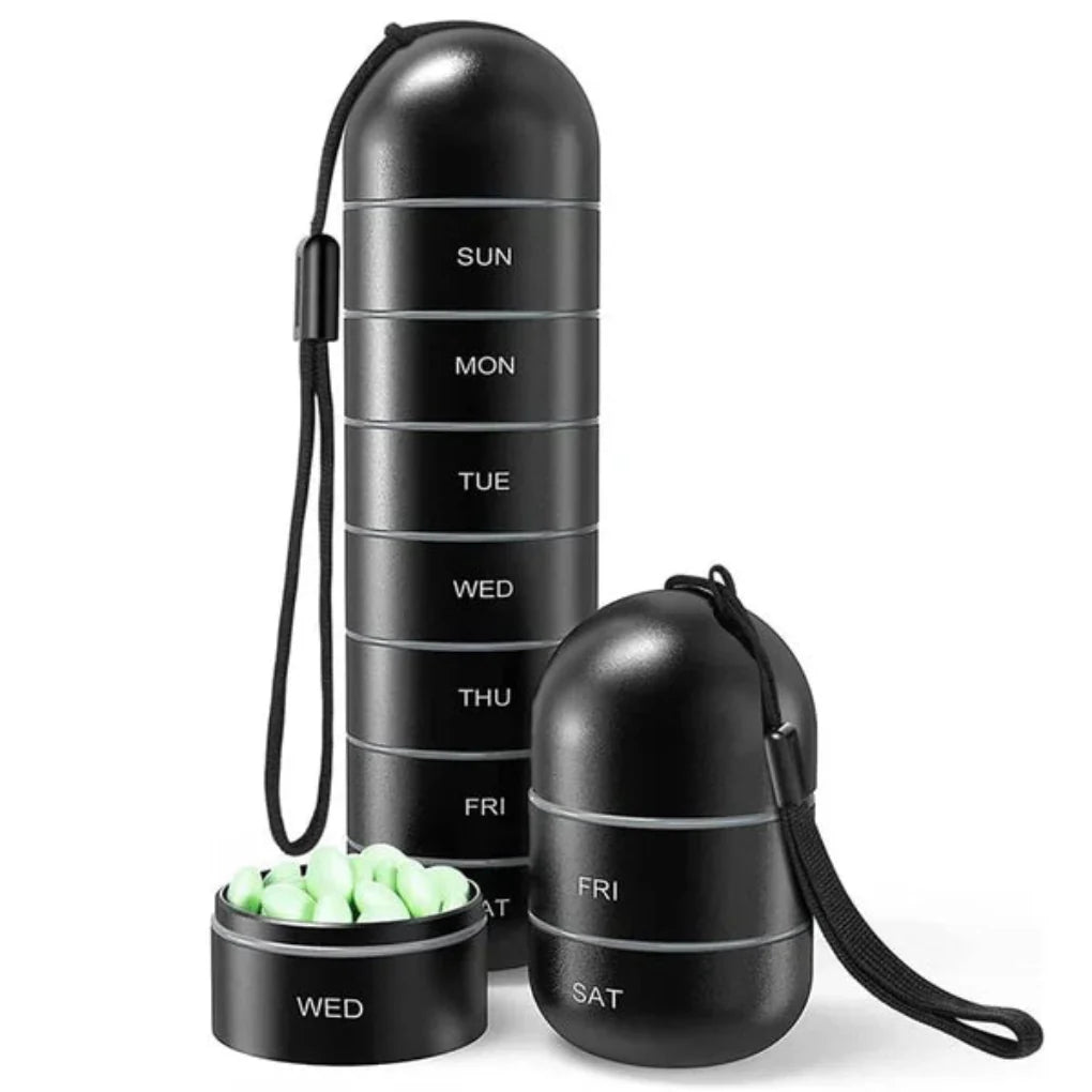 Tragbarer Pillen-Organizer aus Aluminium für 7 Tage