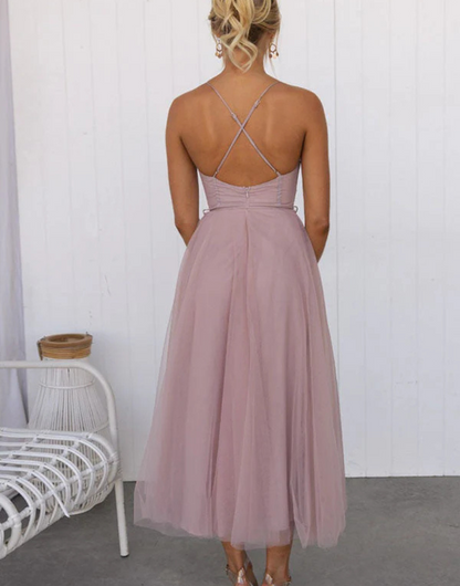 Leichtes ärmelloses Maxikleid mit V-Ausschnitt für Damen