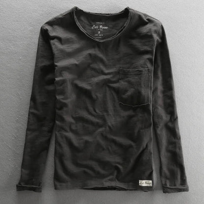 Langarmshirt aus Vintage-Baumwolle mit Rundhalsausschnitt