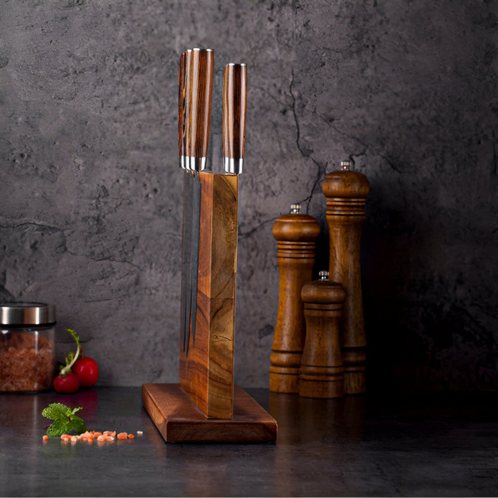 Effiziente Küchenaufbewahrung Magnetischer Messerblock aus Holz