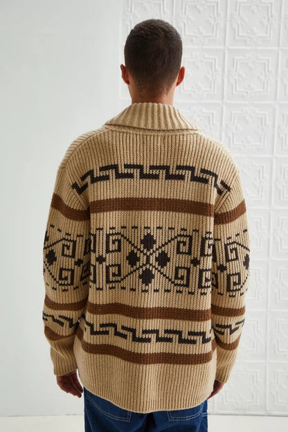 Vintage Strick-Cardigan für Herren mit Reißverschluss. Zeitloser Stil trifft auf modernen Komfort.