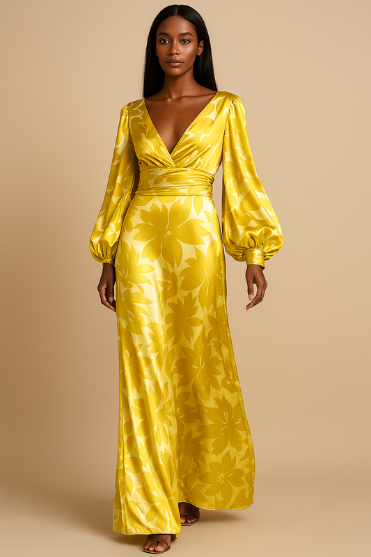 Modisches Kleid im europäischen Stil mit V-Ausschnitt