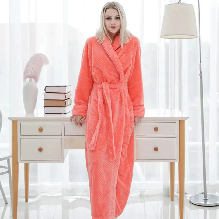 Plüschbademantel mit Kapuze für Damen