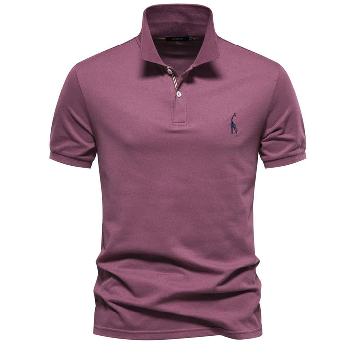 Luxuriöses Baumwoll-Poloshirt mit Hirschstickerei