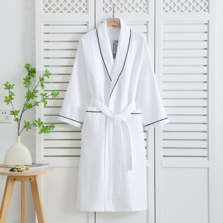 Leichter Kimono-Bademantel aus 100 % Baumwolle mit Waffelmuster