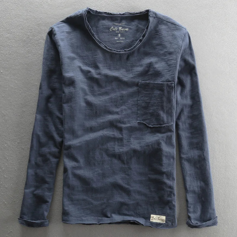 Langarmshirt aus Vintage-Baumwolle mit Rundhalsausschnitt