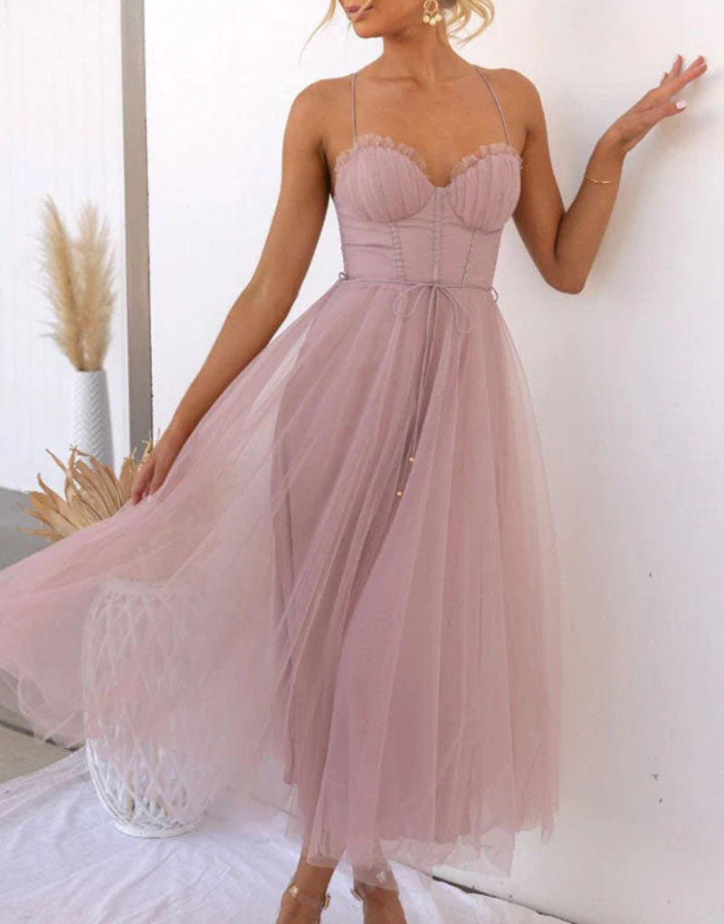 Leichtes ärmelloses Maxikleid mit V-Ausschnitt für Damen