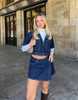Zweiteiliges Jeans-Set mit Oberteil und Rock