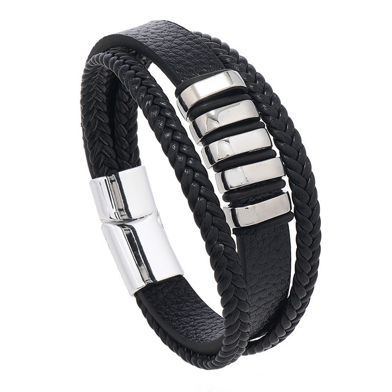 Stilvolles Herren Armband aus Leder mit Magnetverschluss