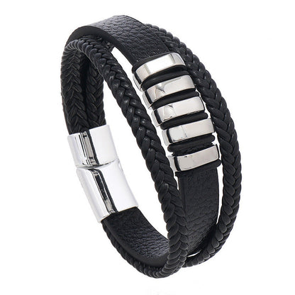Stilvolles Herren Armband aus Leder mit Magnetverschluss
