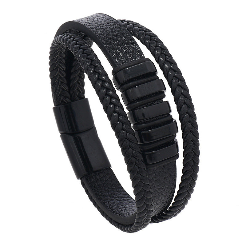 Stilvolles Herren Armband aus Leder mit Magnetverschluss