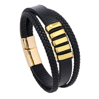 Stilvolles Herren Armband aus Leder mit Magnetverschluss