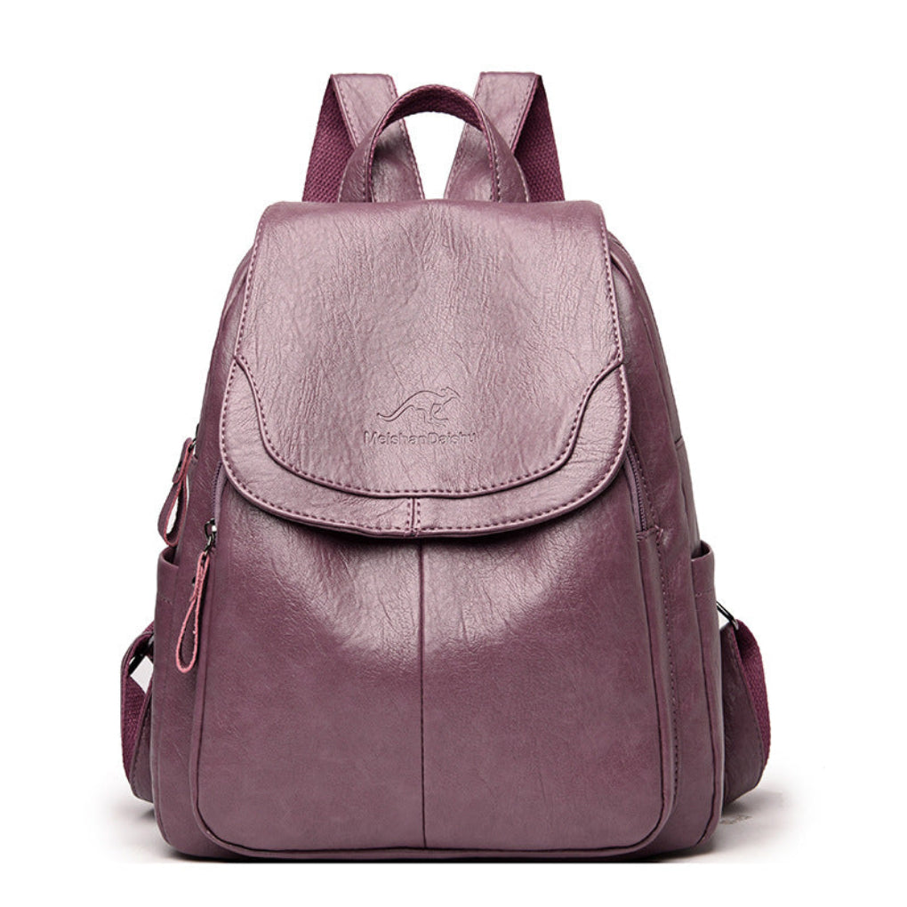 Diebstahlsicherer Lederrucksack für stilvolle Frauen