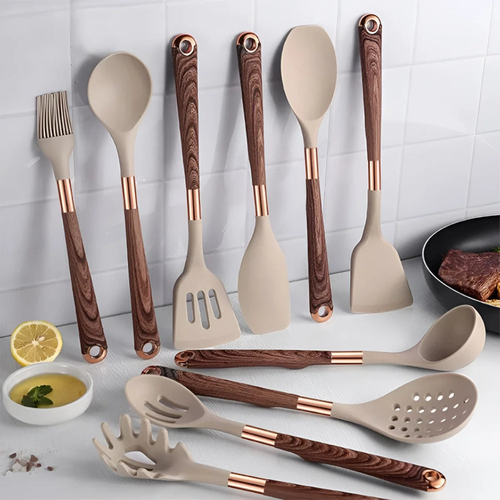 Luxuriöses 10-teiliges Kochutensilien-Set aus Silikon