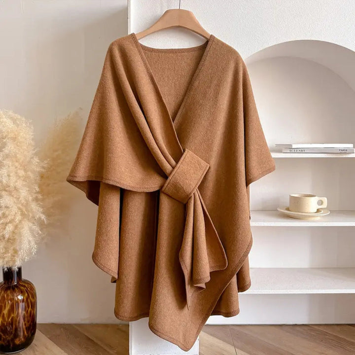 Eleganter Winddichter Poncho-Mantel mit Schalkragen