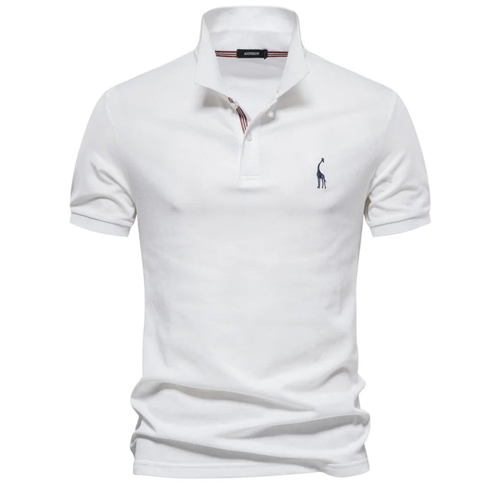 Luxuriöses Baumwoll-Poloshirt mit Hirschstickerei