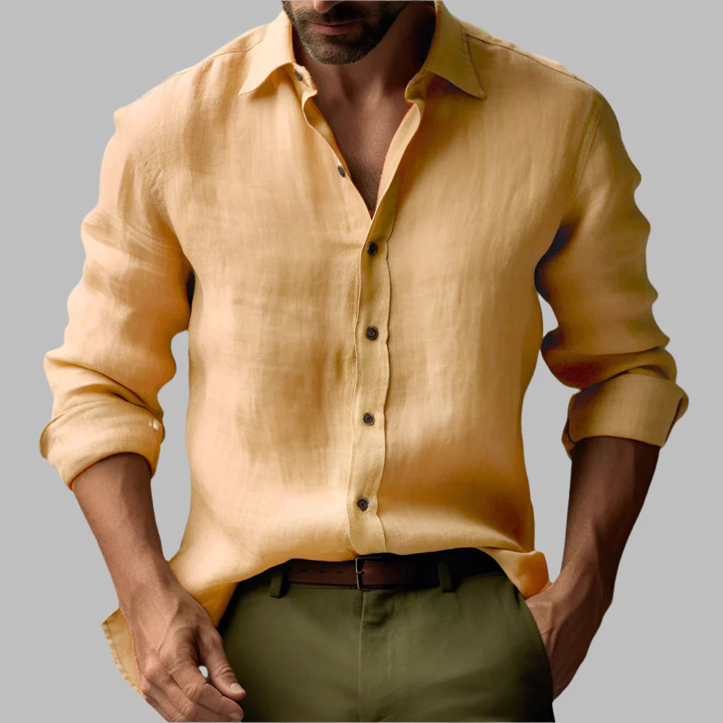 Herren-Langarmhemd aus Vintage-Leinen