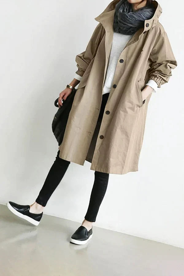 Wasserabweisender Oversized Trenchcoat in Halblanger Passform