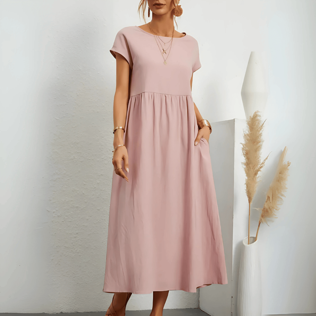 Vintage Maxikleid aus Baumwollleinen für Damen
