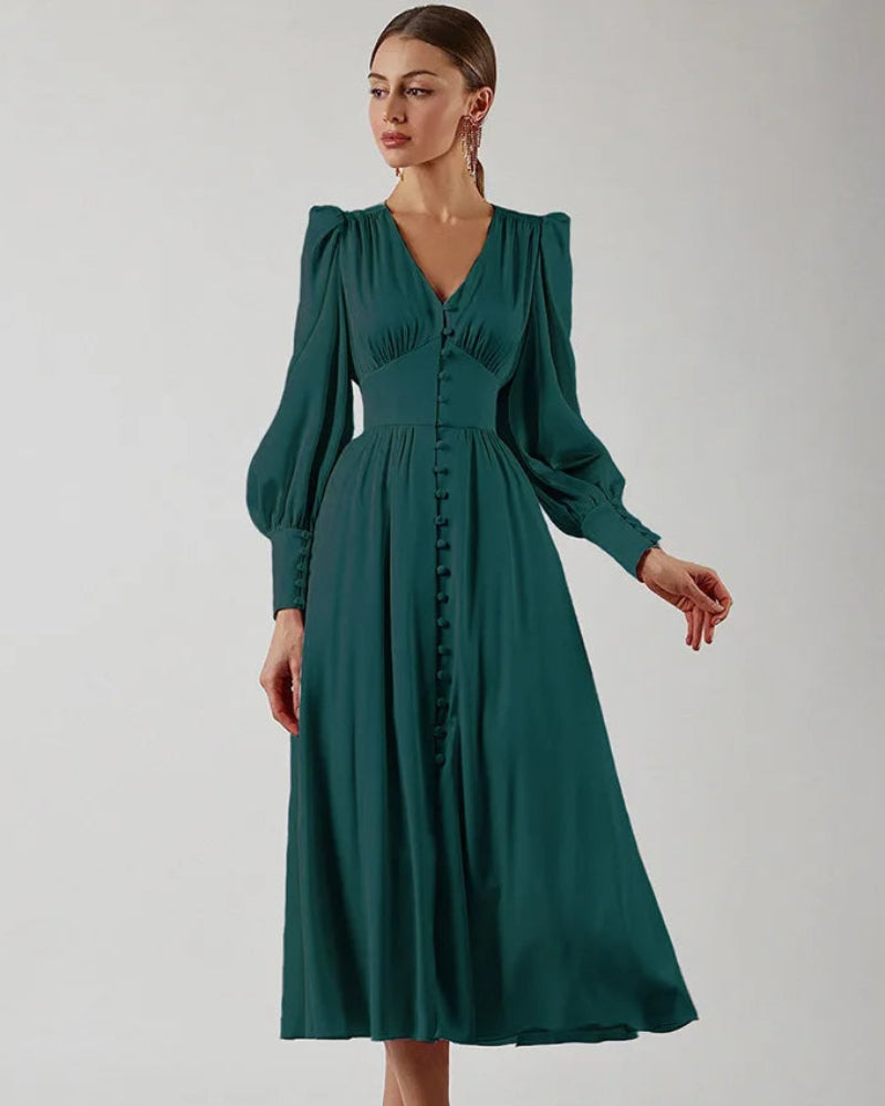 Elegantes Satin-Maxikleid mit V-Ausschnitt für Damen Zeitlose Eleganz mit modernem Touch