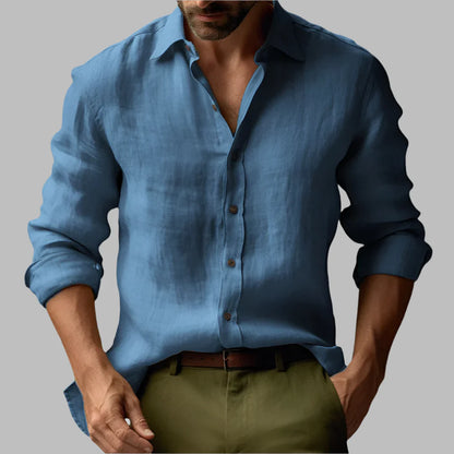 Herren-Langarmhemd aus Vintage-Leinen