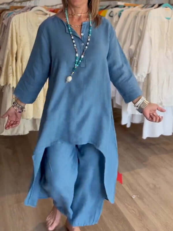 Luftiger Damen-Leinenanzug mit stilvoller Leichtigkeit