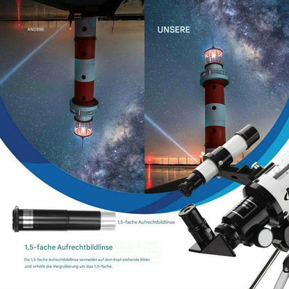 Professionelles 300/70-mm-Teleskop mit Stativ und Telefonhalterung
