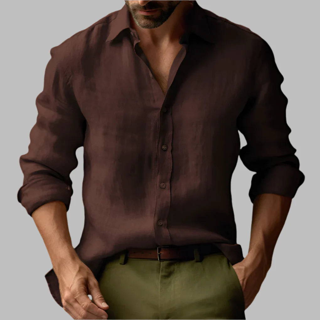 Herren-Langarmhemd aus Vintage-Leinen