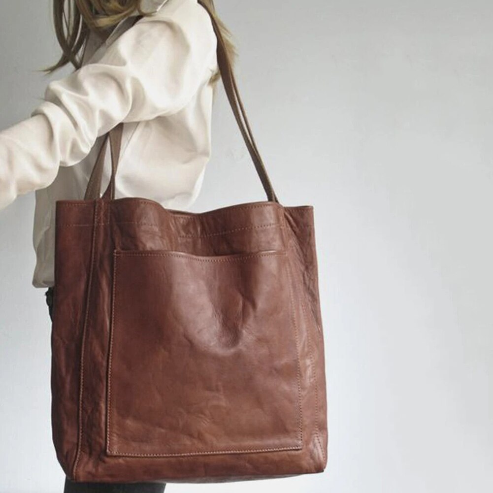 Luxuriöse vegane Leder-Tote-Schultertasche für Damen