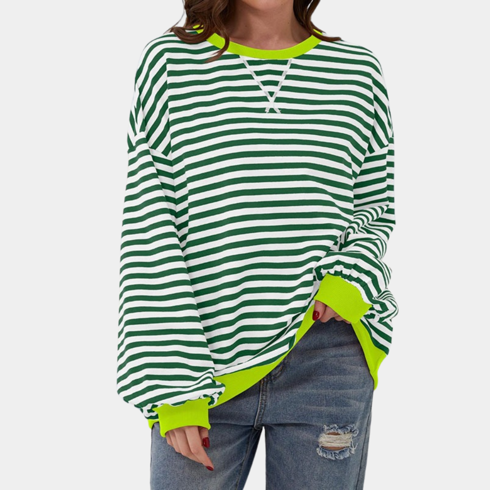 Oversize-Langarm-T-Shirt mit Streifen für Damen