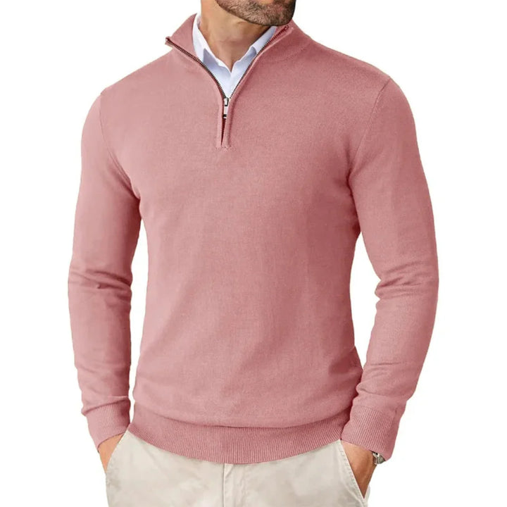 Herren-Strickpullover aus Baumwolle mit Reißverschlusskragen