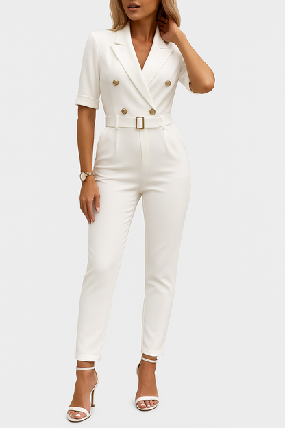 Eleganter Jumpsuit mit Reverskragen und Taillengürtel