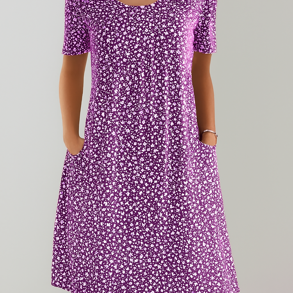 Midikleid mit Blumenmuster und hoher Taille und Taschen