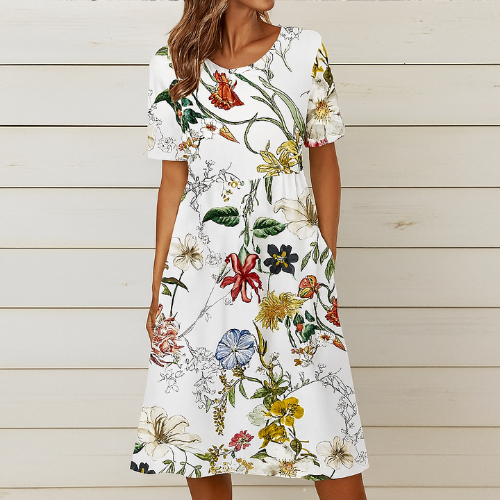 Sommerliches Etuikleid mit Blumenmuster