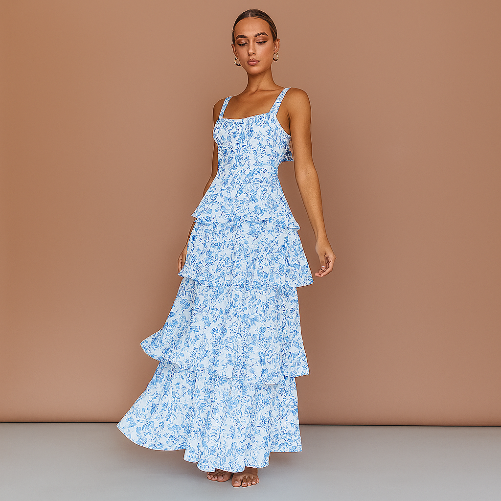 Boho Blumen Maxikleid