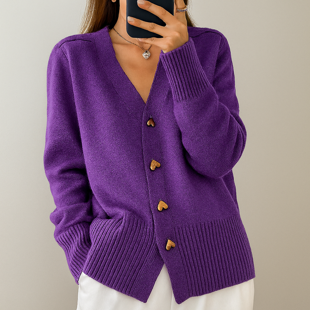 Gemütliche Strickjacke mit V-Ausschnitt