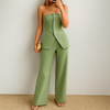 Trägerloses Tanktop und High Waist Hose