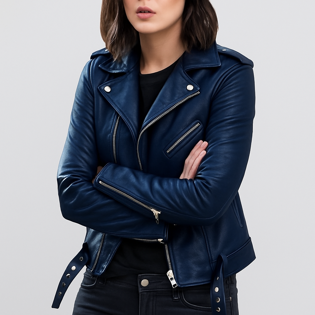 Slim Fit Biker-Lederjacke für Damen