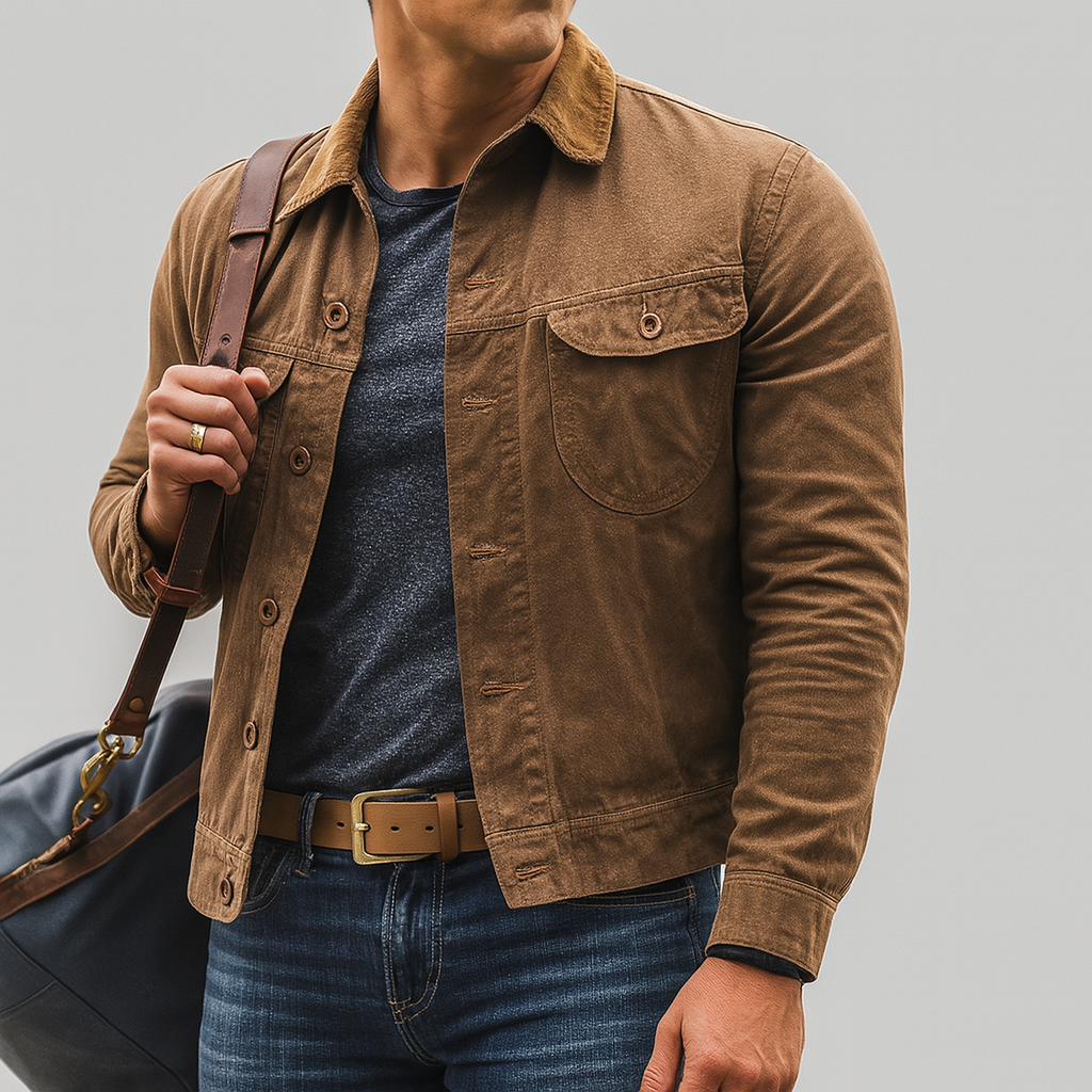 Robuste Vintage-Outdoorjacke mit Knopfleiste für Herren