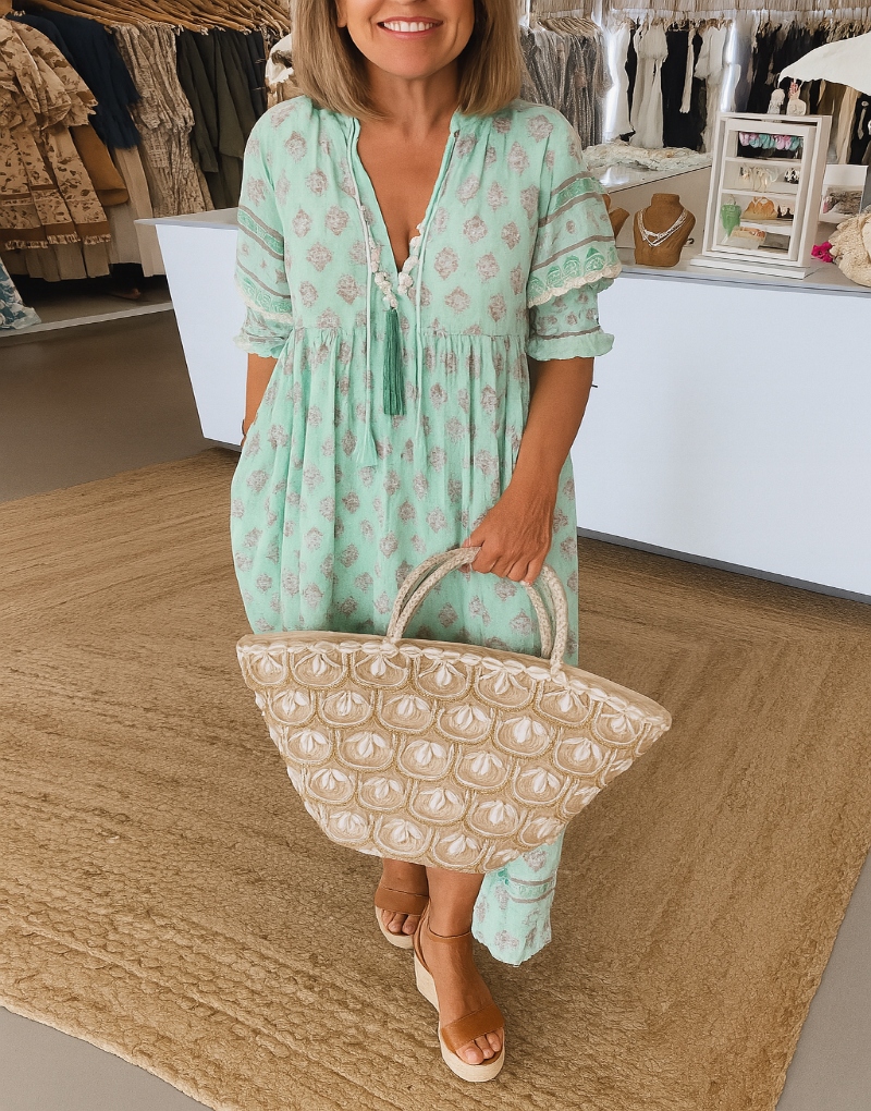 Bohemian-Kleid mit Laternenärmeln