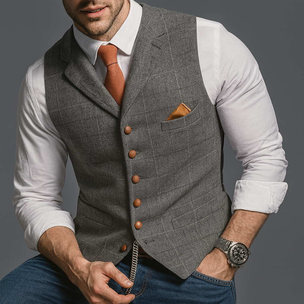 Klassische formelle Weste mit Revers und Knopfverschluss