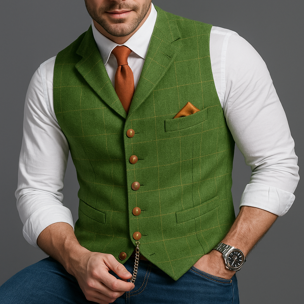 Klassische formelle Weste mit Revers und Knopfverschluss